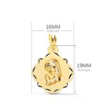 Medalla Virgen Niña 19 x 16 mm Oro Amarillo 18K Pandereta - Imagen 2