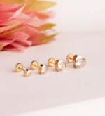 Pendientes Bebé 4mm Oro Amarillo 18K Chatón Circonita - Imagen 2