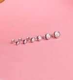 Pendientes Bebé 4mm Oro Blanco 18K Chatón Circonita - Imagen 2