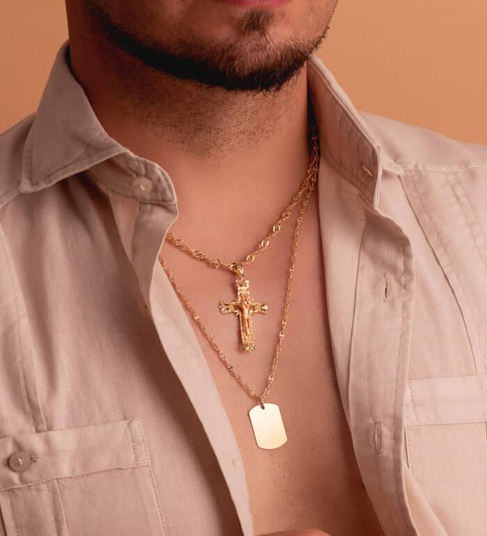 Colgante Chapa Militar 24 x 16 mm en Oro Amarillo de 18K Lisa - Imagen 2