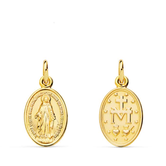 Medalla Virgen Milagrosa 14 x 10 mm Oro Amarillo 18K Escapulario - Imagen 1