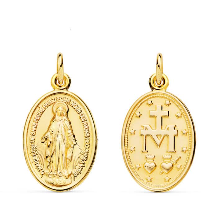 Medalla Virgen Milagrosa 22 x 14 mm Oro Amarillo 18K Escapulario - Imagen 1