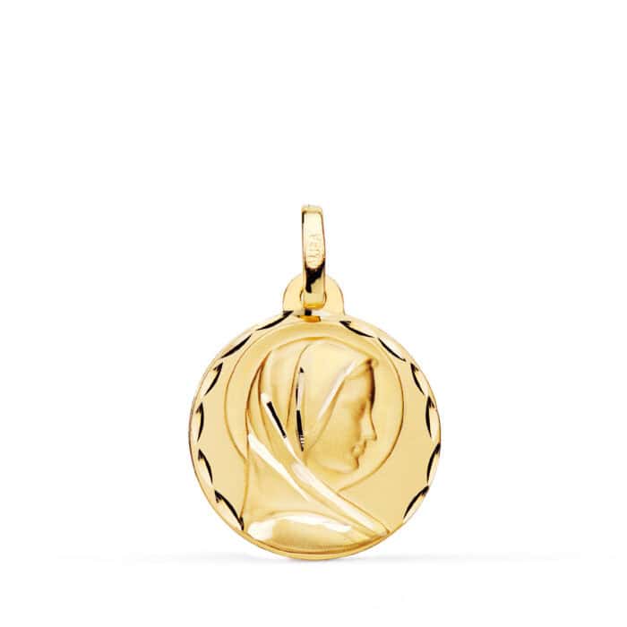 p9798-318 Medalla Virgen María Francesa 18 mm en Oro Amarillo 18K Tallas - Imagen 1