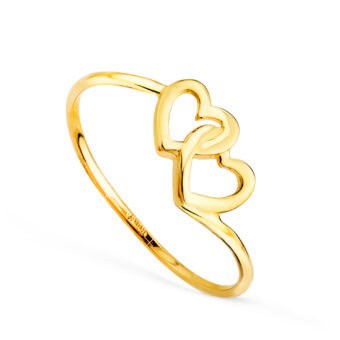 Anillo Corazónes Entrelazados 7 mm en Oro Amarillo 18K
