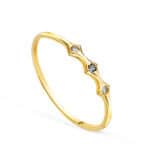 Anillo 1,5mm Oro Amarillo 18K Forma Bambú y Circonitas