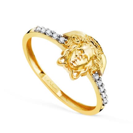 Anillo Cara Medusa 10 x 8 mm Oro Bicolor 18K