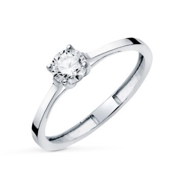 Solitario Diamante Central 0,50 ct en Oro Blanco 18K