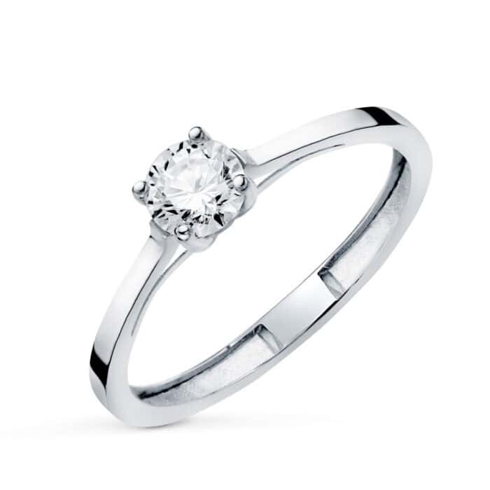 Solitario Diamante Central 0,50 ct en Oro Blanco 18K - Imagen 1