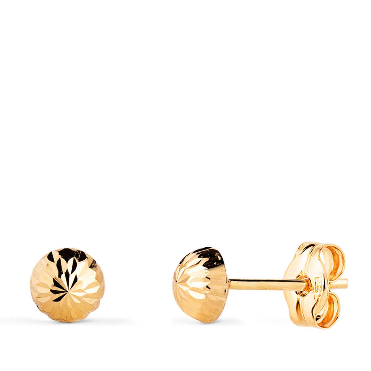 7001-5ap Pendientes 1/2 Bola Tallada 5 mm Oro Amarillo 18K Presión - Imagen 1