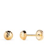 Pendientes 1/2 Bola Tallada 5 mm Oro Amarillo 18K Tuerca