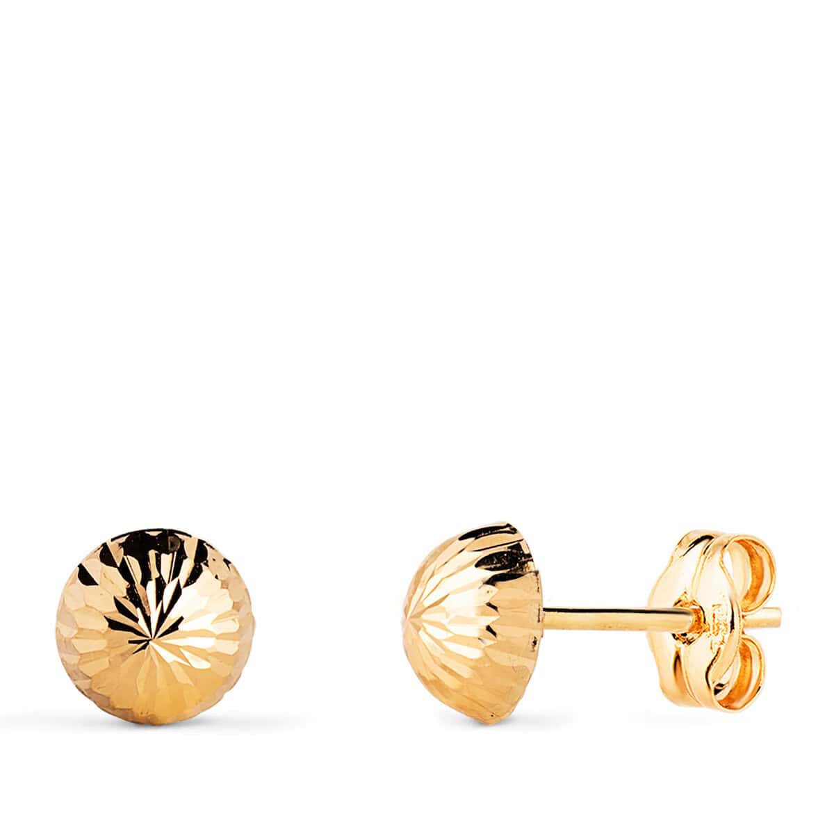 7001-6ap Pendientes 1/2 Bola Tallada 6 mm Oro Amarillo 18K Presión - Imagen 1