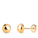 Pendientes Media Bola Lisa 6mm Oro Amarillo Tuerca
