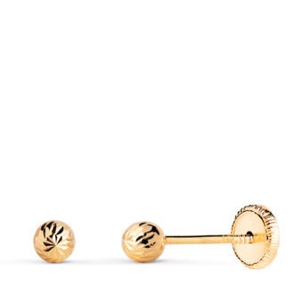 Pendientes Media Bola Tallas 3 mm en Oro Amarillo 18K Bebé