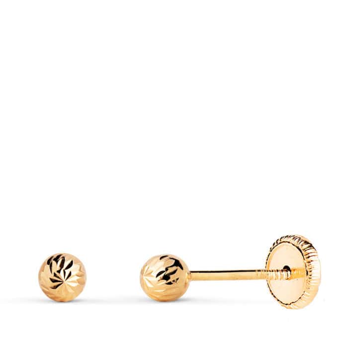 n7002-3at Pendientes Media Bola Tallas 3 mm en Oro Amarillo 18K Bebé - Imagen 1