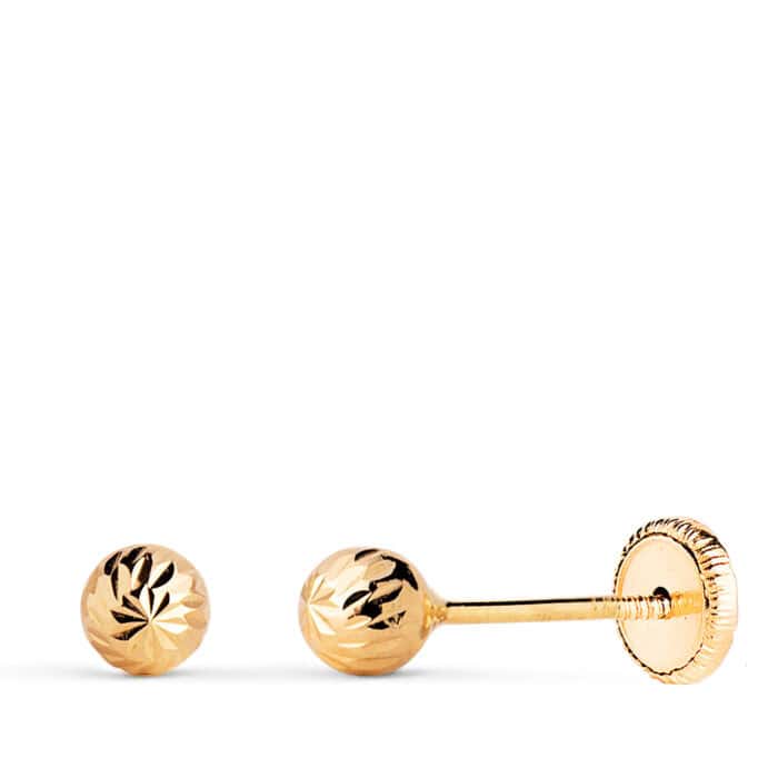 n7002-4at Pendientes Media Bola Tallas 4 mm en Oro Amarillo 18K Bebé - Imagen 1