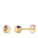Pendientes Bola Tallada 5 mm Oro Amarillo 18K Tuerca