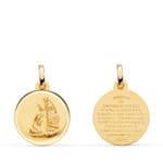 Medalla Bendición de S.Francisco 16 mm Oro Amarillo 18K con Bisel