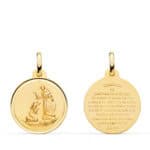 Medalla Bendición de S.Francisco 18 mm Oro Amarillo 18K con Bisel