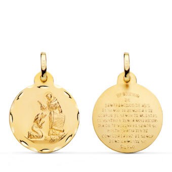 Medalla Bendición de S.Francisco 20 mm Oro Amarillo 18K con Tallas