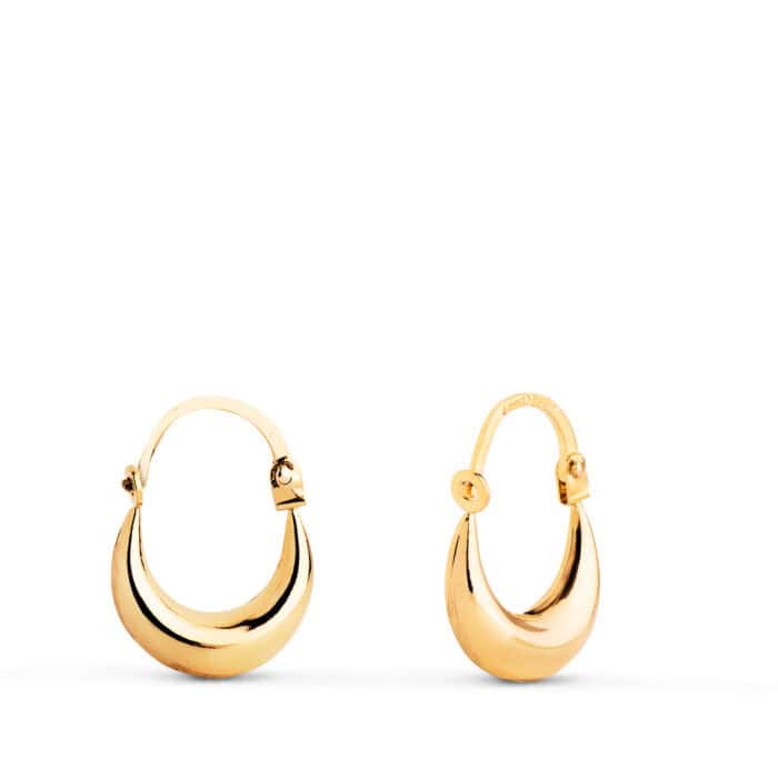 18959a Pendientes Huecos Morcilla Oro Amarillo de 18 Quilates 11 x 4 mm - Imagen 1