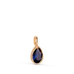 Colgante 11 x 5mm Oro Amarillo 18k Circonita Azul Pera
