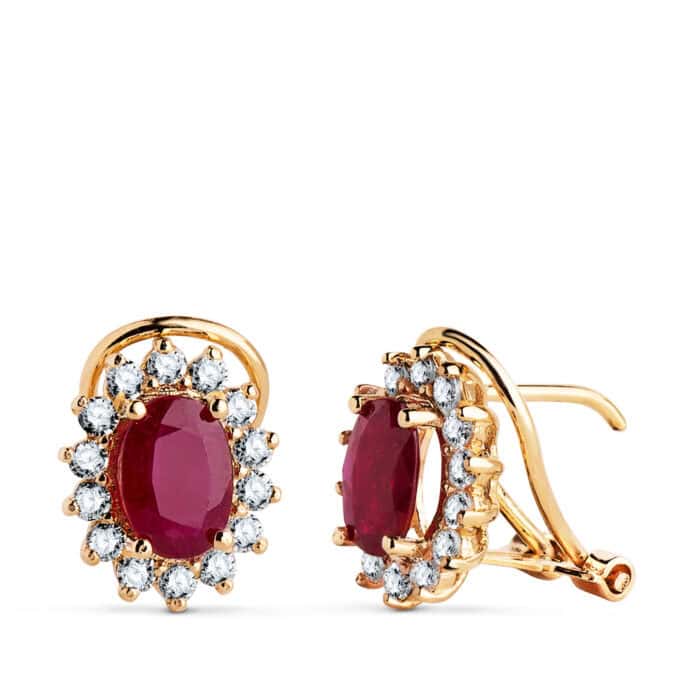 Pendientes Rubí en Oro Amarillo 18K y Diamantes 0.580ct - Imagen 1