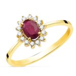 Solitario Compromiso Oro Amarillo 18K Diamantes Lab y Rubí 0,55Q