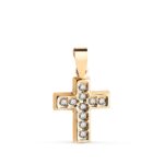 Cruz 13,5 x 10 mm Oro Amarillo 18K Circonitas Blancas