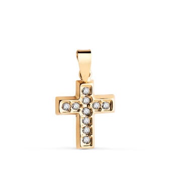 Cruz 13,5 x 10 mm Oro Amarillo 18K Circonitas Blancas