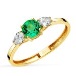 Anillo Oro Amarillo 18k Esmeralda y Diamantes 0,29ct