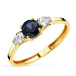 Anillo Oro Amarillo 18k Zafiro y Diamantes 0,29ct