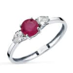 Anillo Oro Blanco 18k Rubí y Diamantes Laboratorio 0,29ct