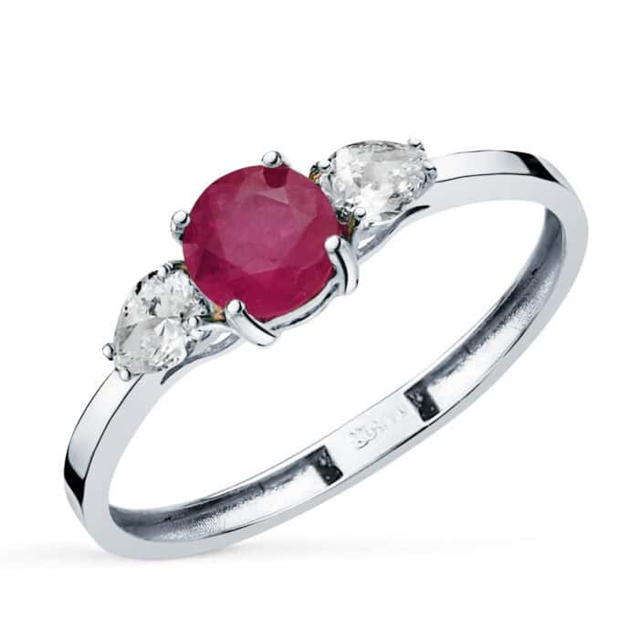30188-2obrua Anillo Oro Blanco 18k Rubí y Diamantes Laboratorio 0,29ct - Imagen 1