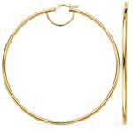 Pendientes Aro Tubular Liso 64 x 2mm en Oro Amarillo 18K