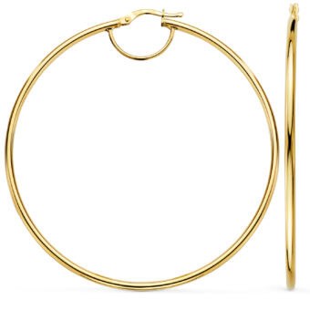 Pendientes Aro Tubular Liso 64 x 2mm en Oro Amarillo 18K