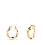 Pendientes Aro Trenzado 16 x 3 mm en Oro Amarillo de 18K