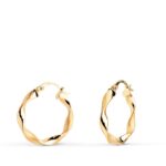 Pendientes Aro Trenzado 20 x 3 mm en Oro Amarillo de 18K