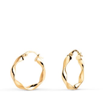 Pendientes Aro Trenzado 20 x 3 mm en Oro Amarillo de 18K