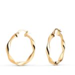 Pendientes Aro Trenzado 24 x 3 mm en Oro Amarillo de 18K