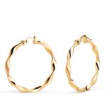 Pendientes Aro Trenzado 30 x 3 mm en Oro Amarillo de 18K