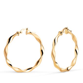 Pendientes Aro Trenzado 30 x 3 mm en Oro Amarillo de 18K