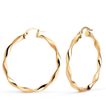 Pendientes Aro Trenzado 34 x 3 mm en Oro Amarillo de 18K