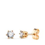 Pendientes 4,5mm Oro Amarillo 18K Seis Garras Diamante Lab 0,40ct