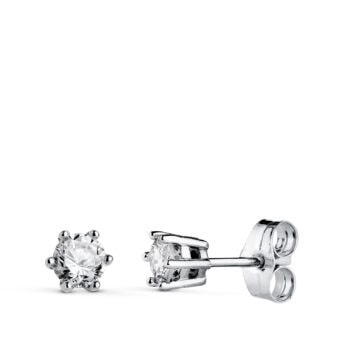 Pendientes 4,5mm Oro Blanco 18K Seis Garras Diamante Lab 0,40ct