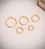 Pendientes Aro Trenzado 16 x 3 mm en Oro Amarillo de 18K - Imagen 3