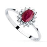 Solitario Compromiso Oro Blanco 18K Rubí y Diamantes