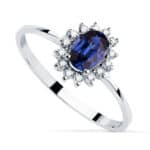 Solitario Compromiso Oro Blanco 18K Diamantes Lab y Zafiro 0,62Q