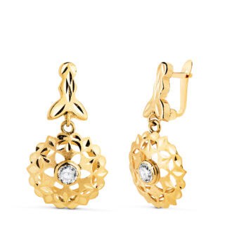 Pendientes Cubanas 26 x 14 mm Oro Amarillo 18K Tallada