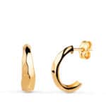 Pendientes Medio Aro 14 x 5 mm en Oro Amarillo 18k Facetado