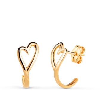 Pendientes 13 × 6,5 mm en Oro Amarillo 18K Corazon Liso Calado